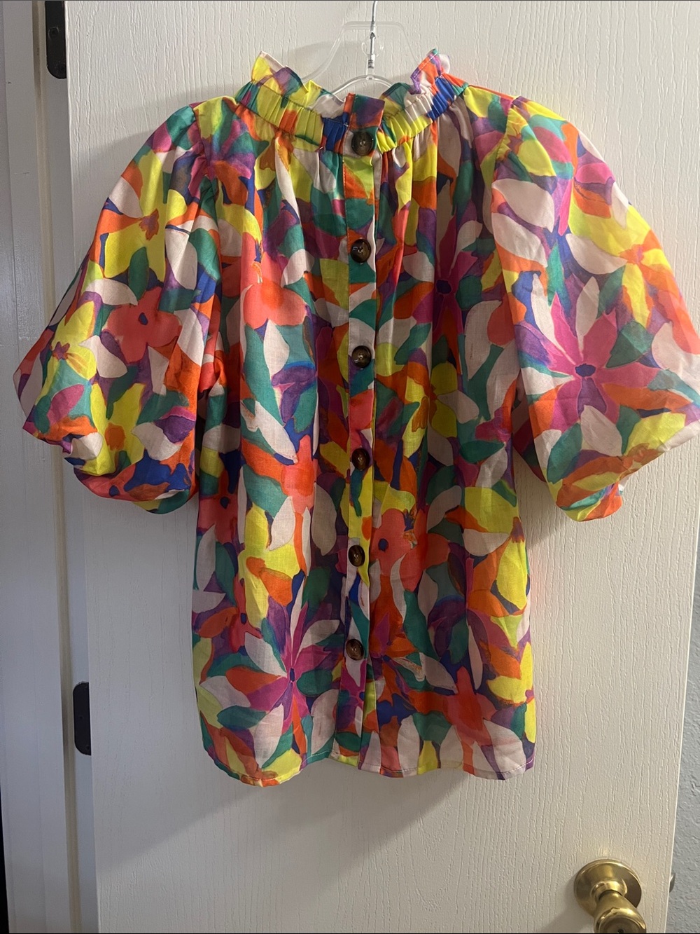 THML Multicolor Floral Puff-Sleeve Blouse - Picture 3 of 3